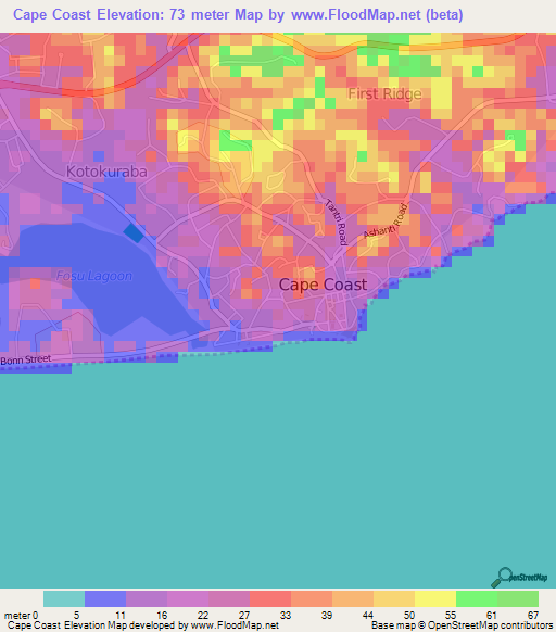 Cape Coast,Ghana Elevation Map