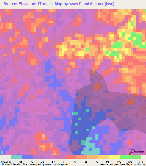 Bunuso,Ghana Elevation Map