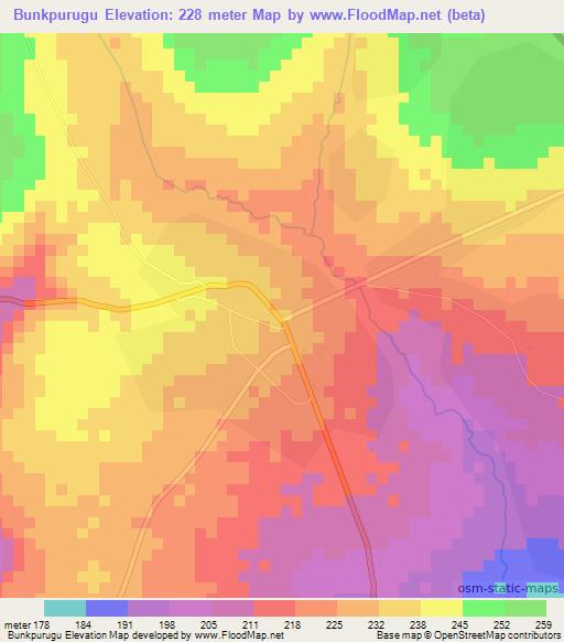 Bunkpurugu,Ghana Elevation Map