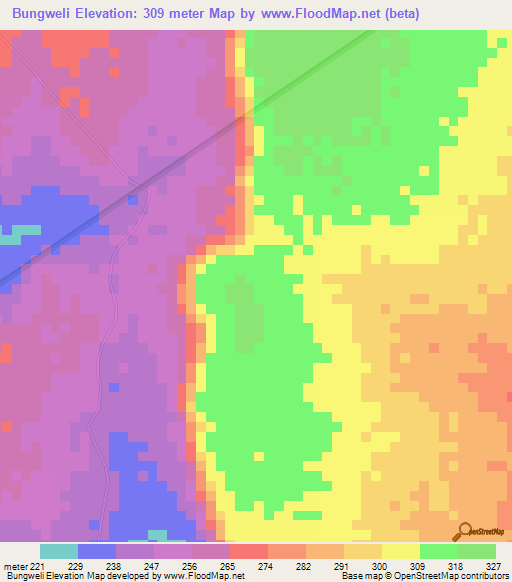 Bungweli,Ghana Elevation Map