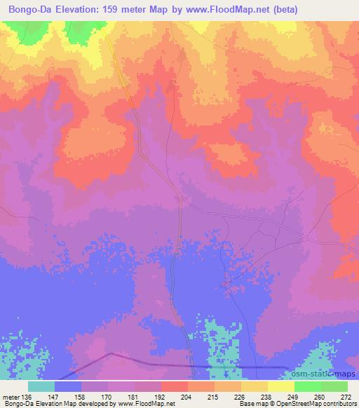 Bongo-Da,Ghana Elevation Map