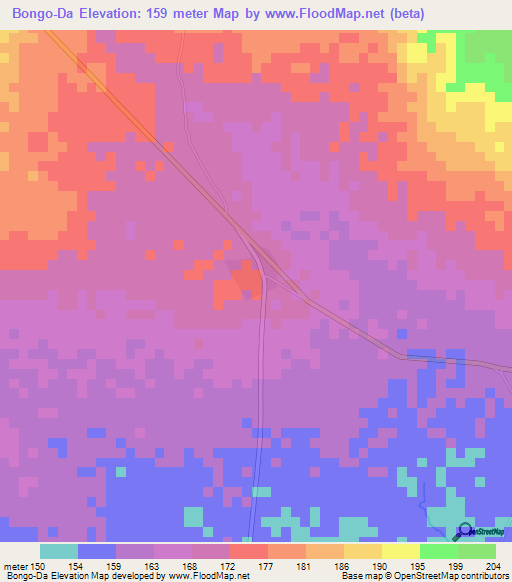 Bongo-Da,Ghana Elevation Map