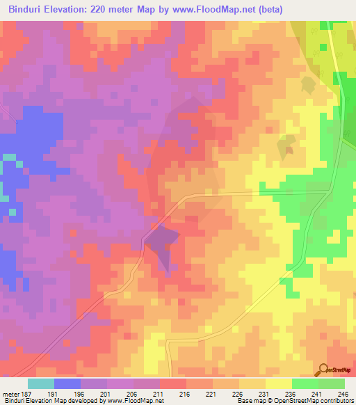 Binduri,Ghana Elevation Map