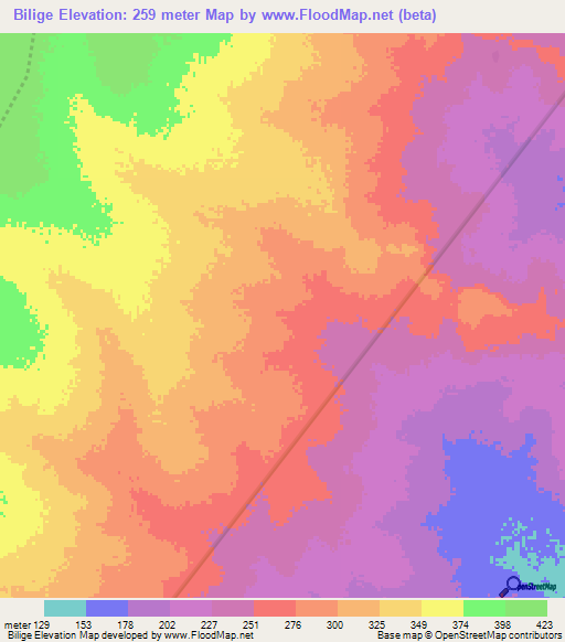 Bilige,Ghana Elevation Map