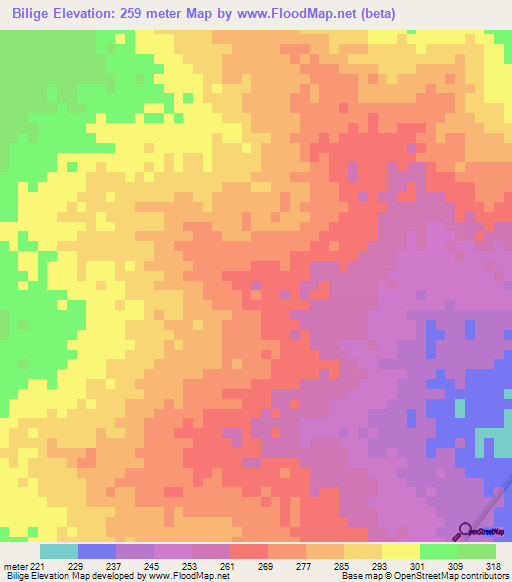 Bilige,Ghana Elevation Map