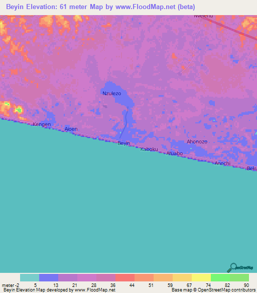 Beyin,Ghana Elevation Map