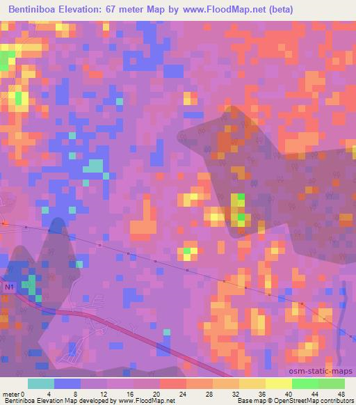 Bentiniboa,Ghana Elevation Map