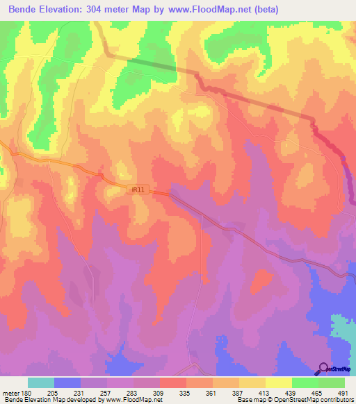 Bende,Ghana Elevation Map