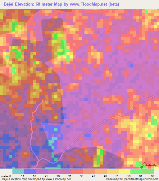 Bejei,Ghana Elevation Map