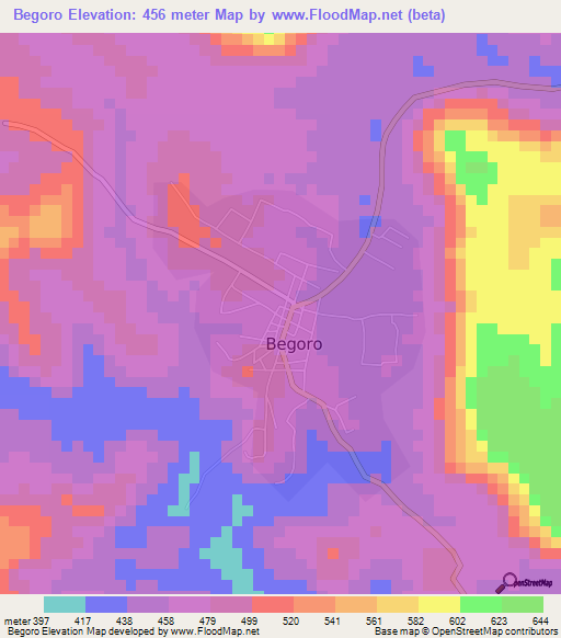 Begoro,Ghana Elevation Map