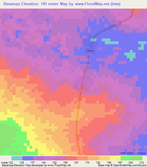 Basampa,Ghana Elevation Map