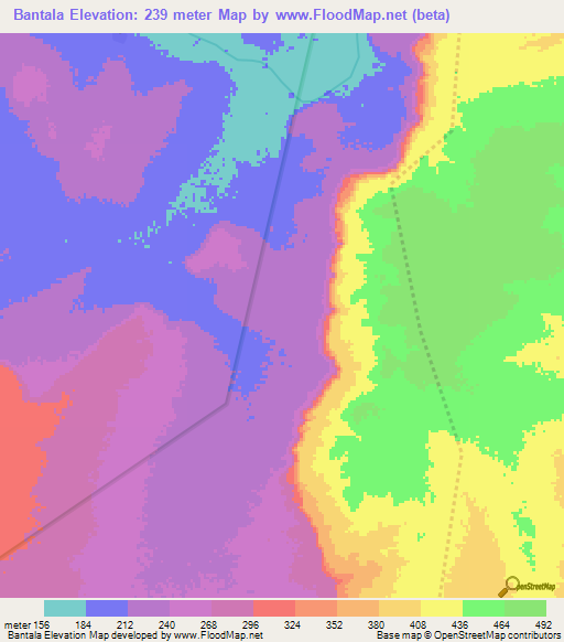 Bantala,Ghana Elevation Map