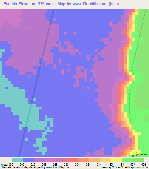 Bantala,Ghana Elevation Map