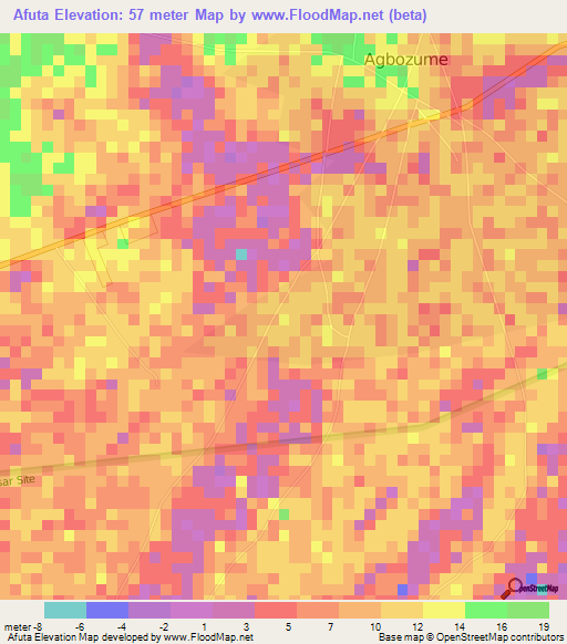 Afuta,Ghana Elevation Map