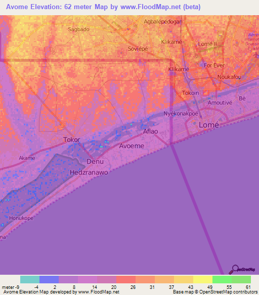 Avome,Ghana Elevation Map