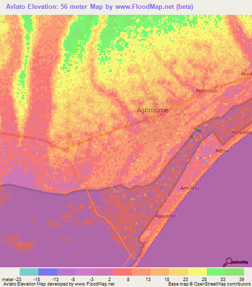 Avlato,Ghana Elevation Map