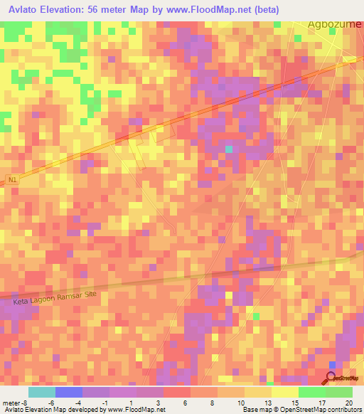 Avlato,Ghana Elevation Map