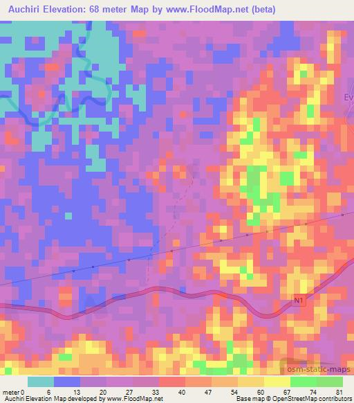 Auchiri,Ghana Elevation Map