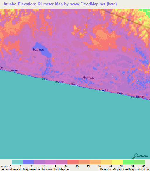 Atuabo,Ghana Elevation Map