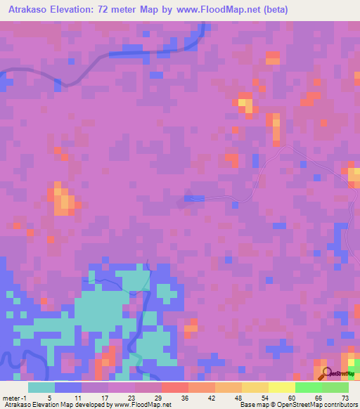 Atrakaso,Ghana Elevation Map