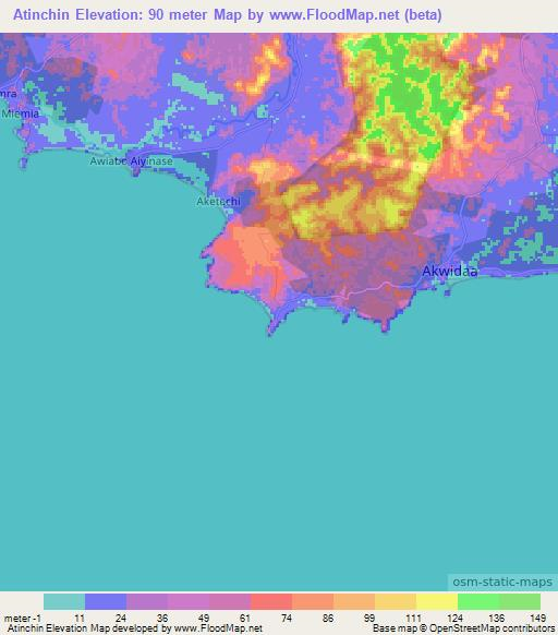 Atinchin,Ghana Elevation Map