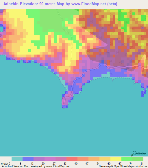 Atinchin,Ghana Elevation Map