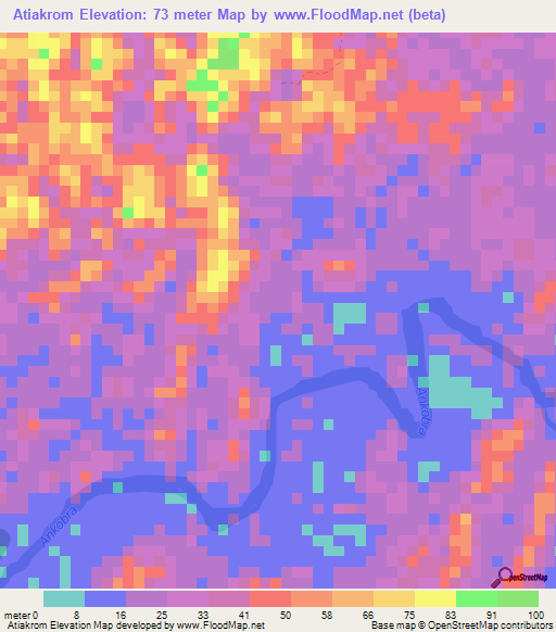 Atiakrom,Ghana Elevation Map