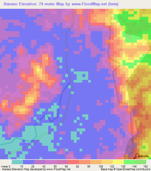 Ataraso,Ghana Elevation Map