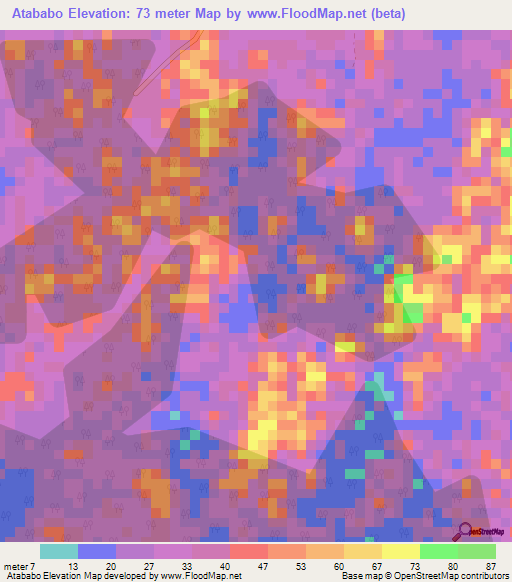 Atababo,Ghana Elevation Map