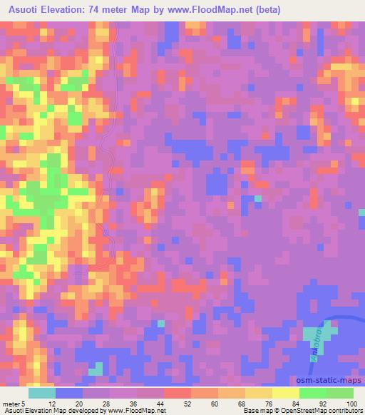 Asuoti,Ghana Elevation Map