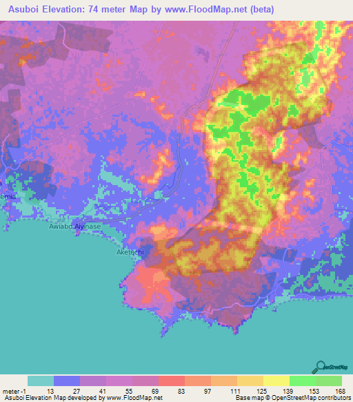 Asuboi,Ghana Elevation Map