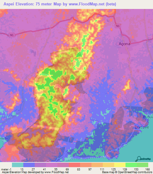 Aspei,Ghana Elevation Map