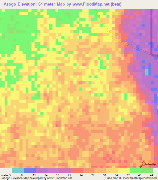 Asogo,Ghana Elevation Map