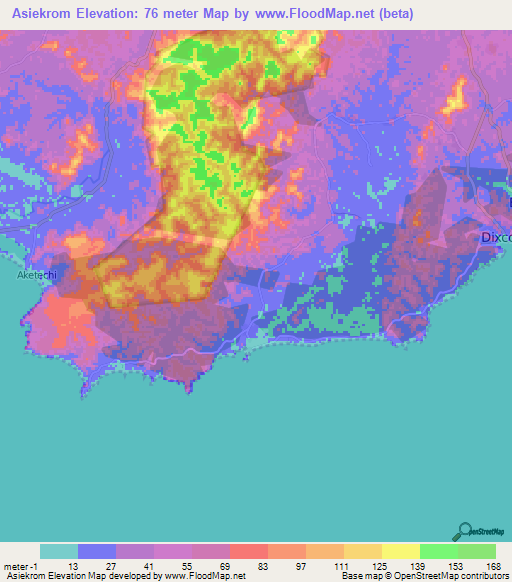 Asiekrom,Ghana Elevation Map