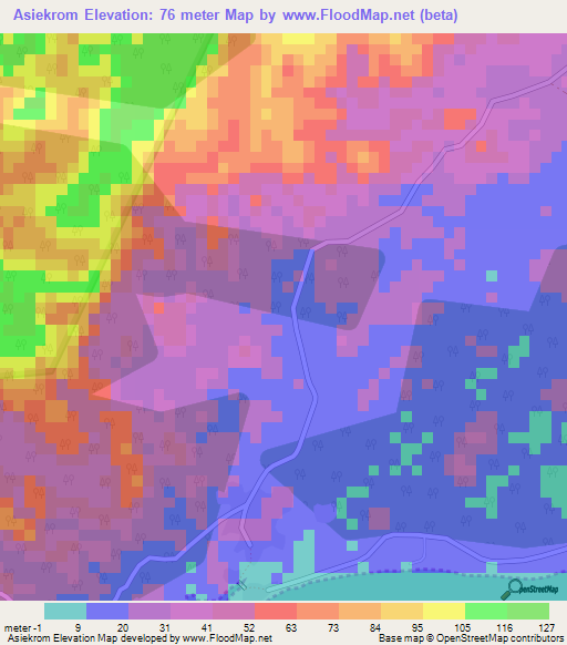 Asiekrom,Ghana Elevation Map