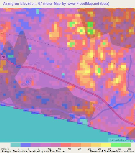 Asangrun,Ghana Elevation Map