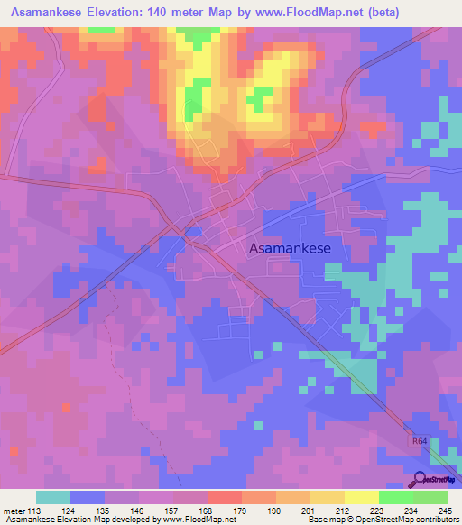 Asamankese,Ghana Elevation Map