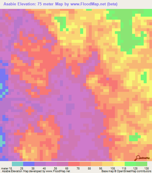 Asabie,Ghana Elevation Map