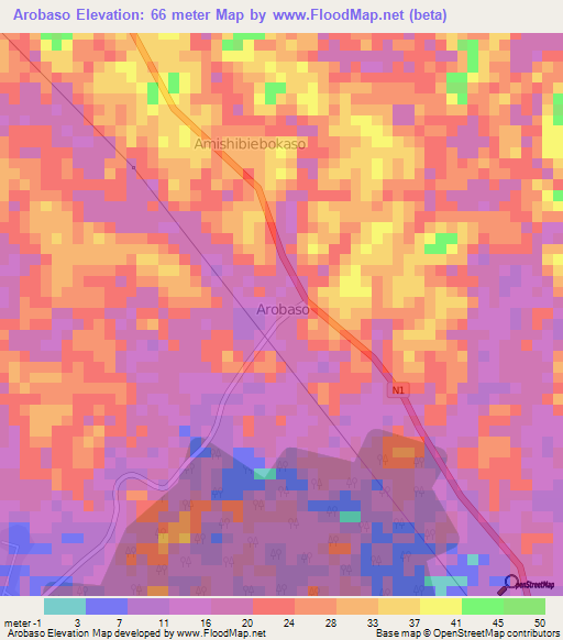 Arobaso,Ghana Elevation Map