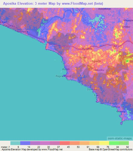 Aposika,Ghana Elevation Map