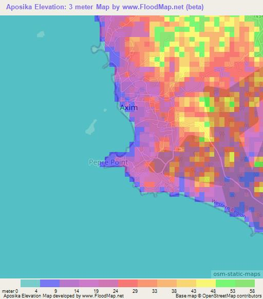 Aposika,Ghana Elevation Map