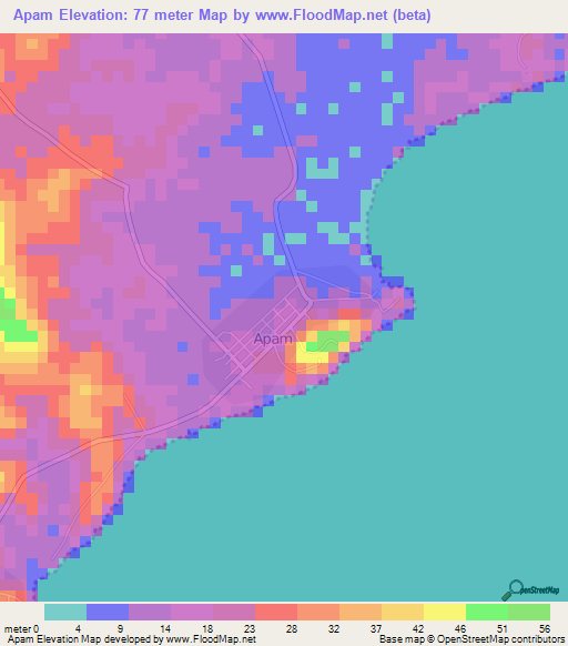 Apam,Ghana Elevation Map