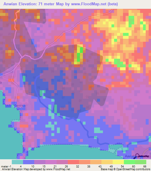 Anwian,Ghana Elevation Map