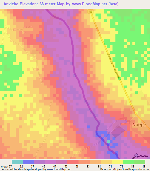 Anviche,Ghana Elevation Map