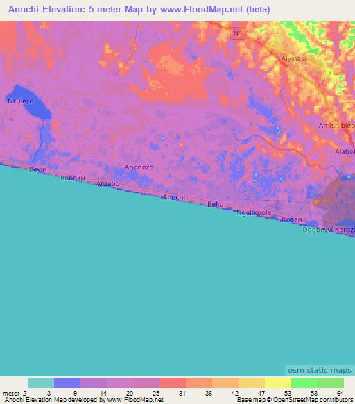 Anochi,Ghana Elevation Map