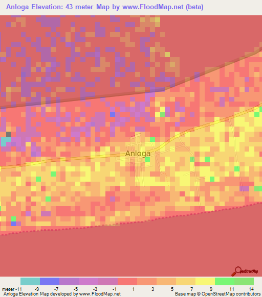 Anloga,Ghana Elevation Map