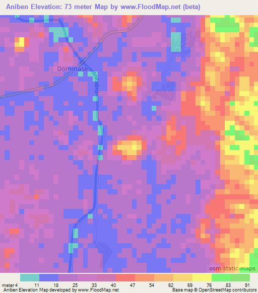 Aniben,Ghana Elevation Map