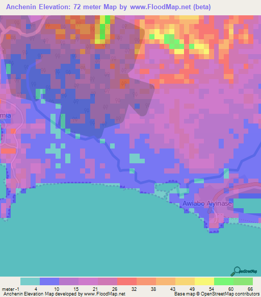 Anchenin,Ghana Elevation Map