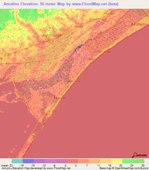 Amutinu,Ghana Elevation Map