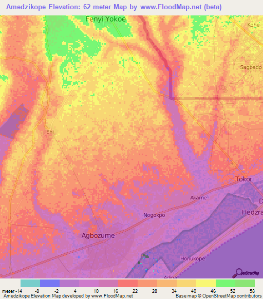 Amedzikope,Ghana Elevation Map